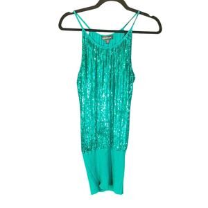 Bebe Teal Sequin Mini Dress Size Medium